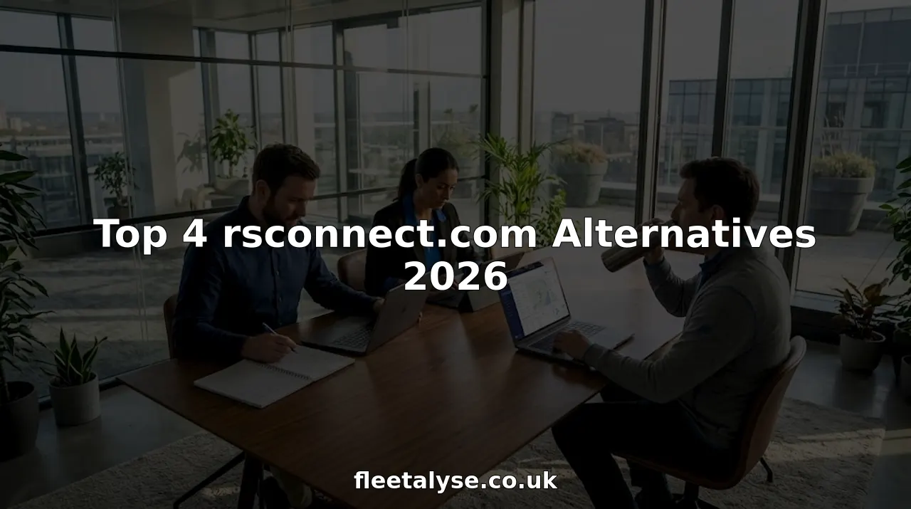 Team comparing fleet management platforms in office